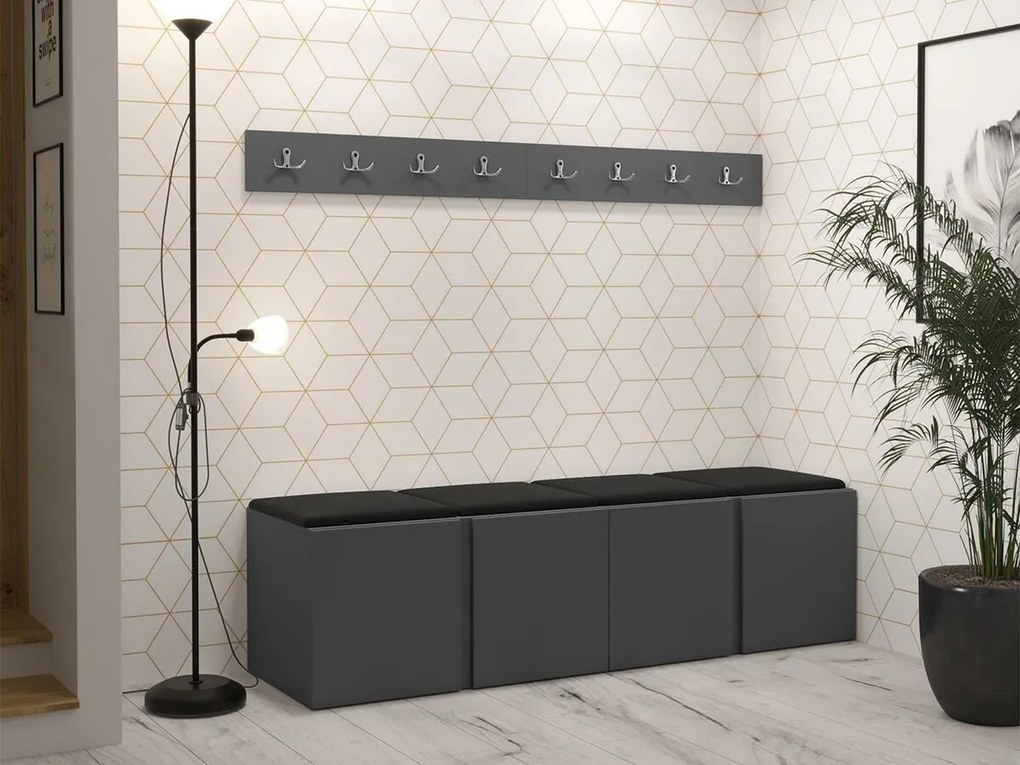 Σετ διαδρόμου Hartford 276, 168x46cm, 27 kg, Γραφίτης, Οικολογικό δέρμα, Πλαστικοποιημένη μοριοσανίδα, Τοίχου, Εντοιχισμένη | Epipla1.gr