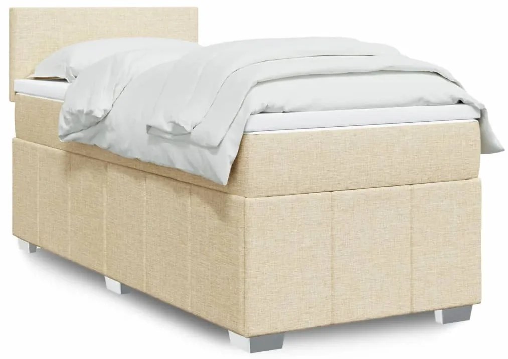 ΚΡΕΒΑΤΙ BOXSPRING ΜΕ ΣΤΡΩΜΑ ΚΡΕΜ 90X190 ΕΚ.ΥΦΑΣΜΑΤΙΝΟ 3286921