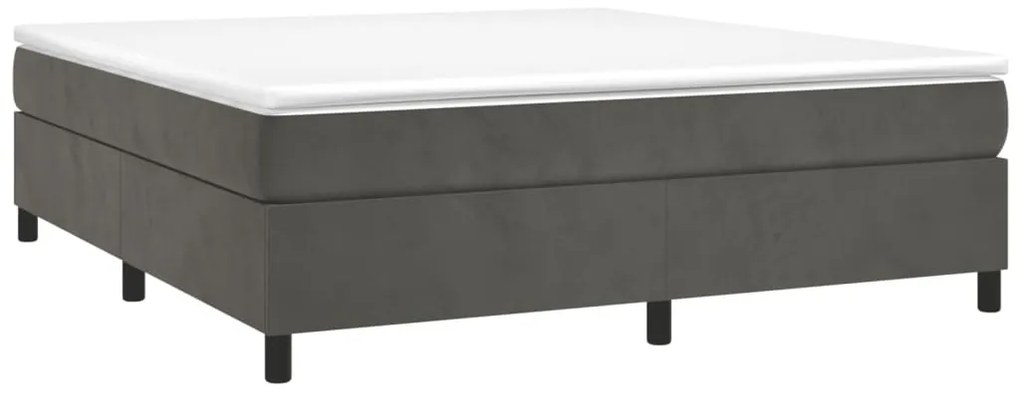 vidaXL Κρεβάτι Boxspring με Στρώμα Σκούρο Γκρι 200x200 εκ. Βελούδινο