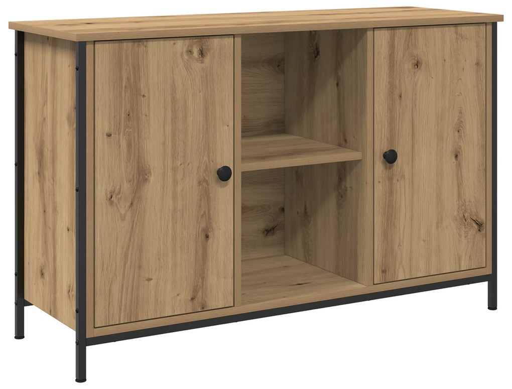 vidaXL Ντουλάπα Τηλεόρασης Μαύρη Δρυς 101x35x65 εκ. Κατασκευασμένο από ξύλο και ατσάλι