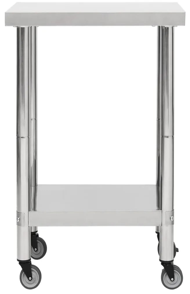 vidaXL Πάγκος Εργασίας Κουζίνας με Ροδάκια 60x60x85 εκ Ανοξείδ. Ατσάλι
