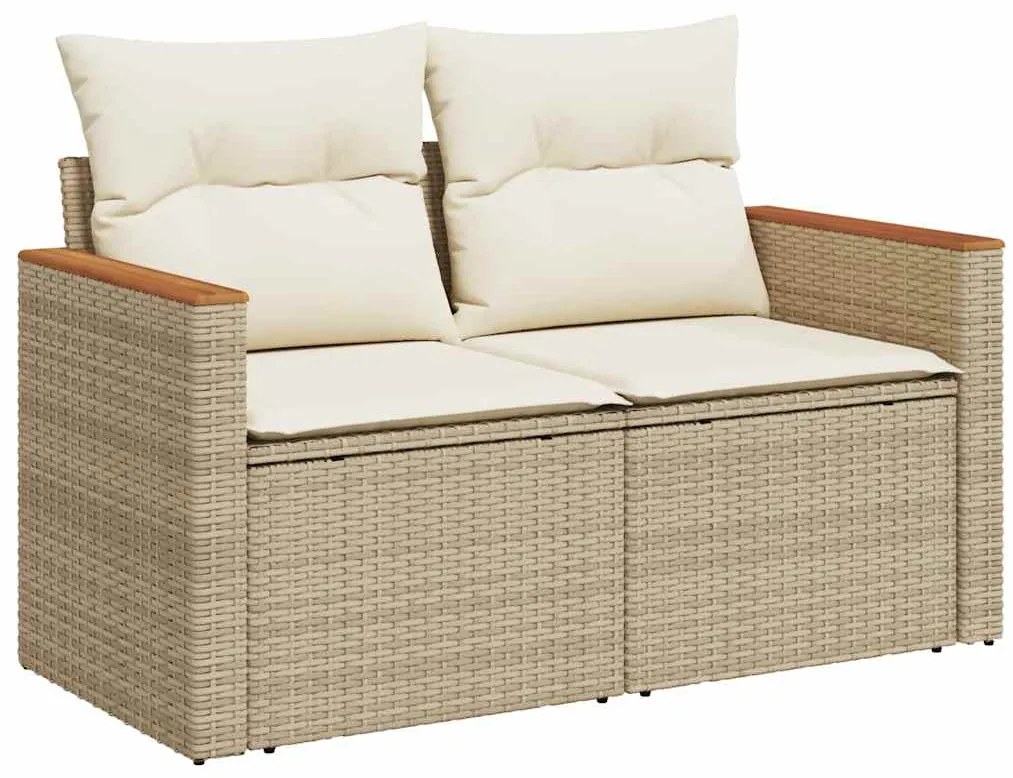 vidaXL Σετ Καναπέ Κήπου 6 τεμ. Μπεζ Συνθετικό Ρατάν με Μαξιλάρια