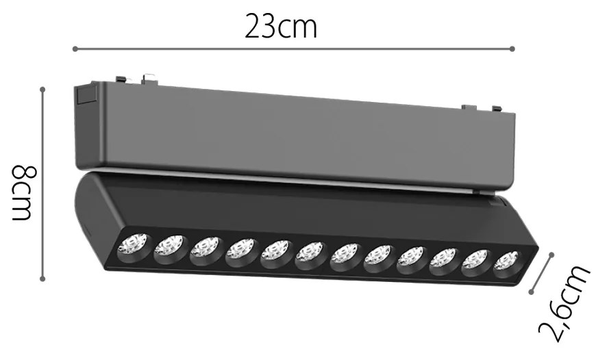 Φωτιστικό LED 12W 3CCT για Ultra-Thin μαγνητική ράγα σε μαύρη απόχρωση (by tuya and zigbee) D:23cmX8cm (T04805-BL) - 1.5W - 20W - T04805-BL