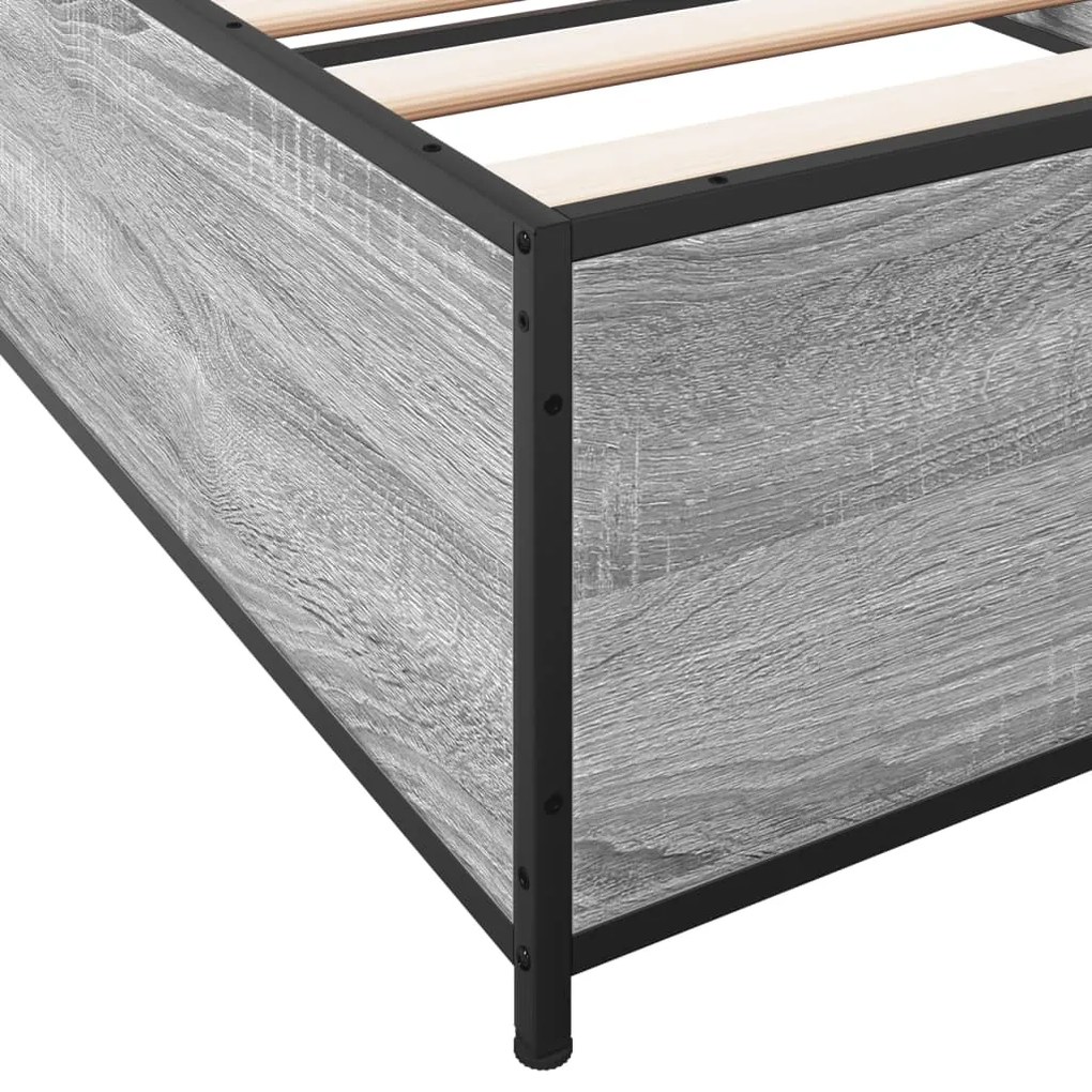 vidaXL Πλαίσιο Κρεβατιού Γκρι Sonoma 90x200 εκ. Επεξ. Ξύλο &amp; Μέταλλο