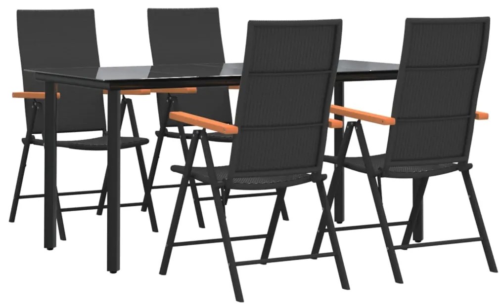 vidaXL Σετ Τραπεζαρίας Κήπου 5 Τεμαχίων Μαύρο/Καφέ από Συνθετικό Ρατάν