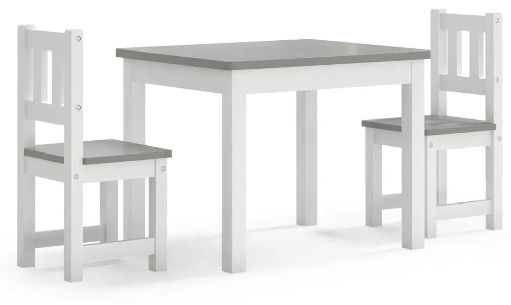 Παιδικό Σετ Τραπέζι με Καρέκλες 3 τεμ. Λευκό και Γκρι MDF - Λευκό