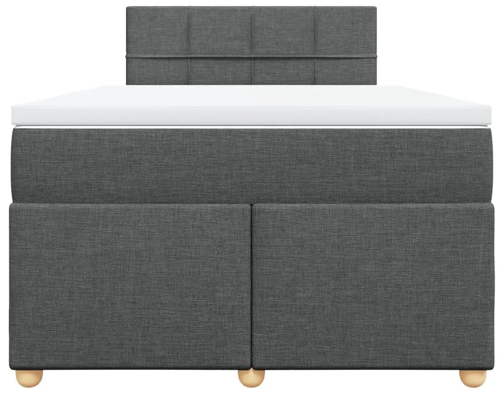 Κρεβάτι Boxspring με Στρώμα Σκούρο Γκρι 120x200 εκ. Υφασμάτινο - Γκρι