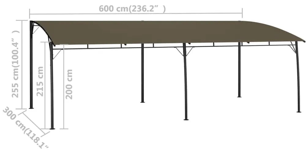 Τεντοπέργκολα Κήπου Taupe 6 x 3 x 2,55 μ. - Μπεζ-Γκρι