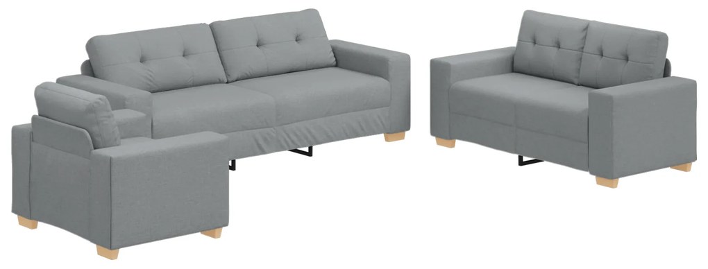 vidaXL Σετ Καναπέ με μαξιλάρι με μαξιλάρι 3 pcs Γκρι ύφασμα