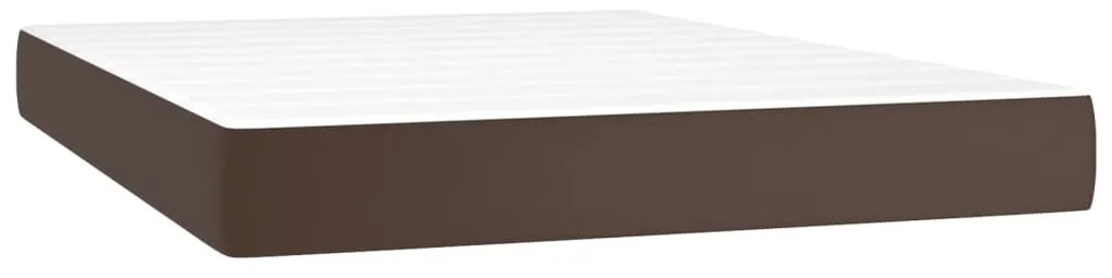 vidaXL Κρεβάτι Boxspring με Στρώμα Καφέ 160x200εκ. από Συνθετικό Δέρμα