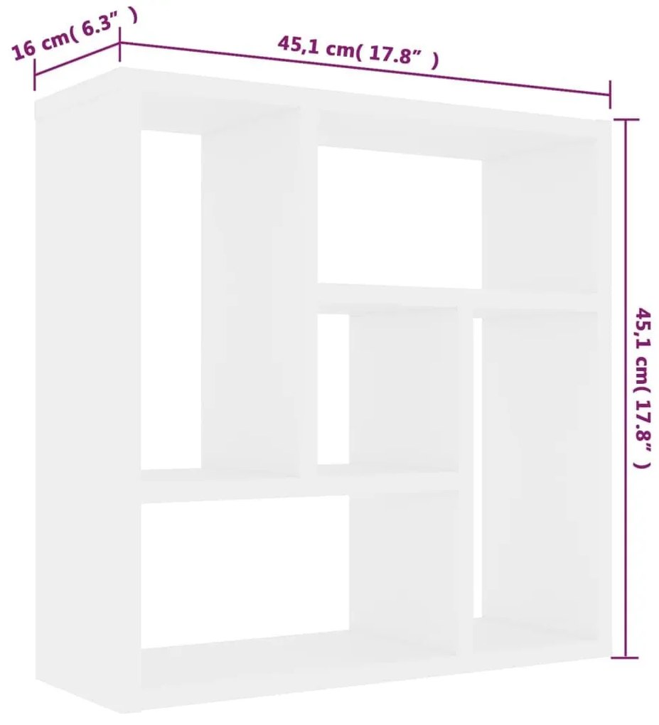 Ραφιέρα Τοίχου Λευκή 45,1 x 16 x 45,1 εκ. από Επεξ. Ξύλο - Λευκό