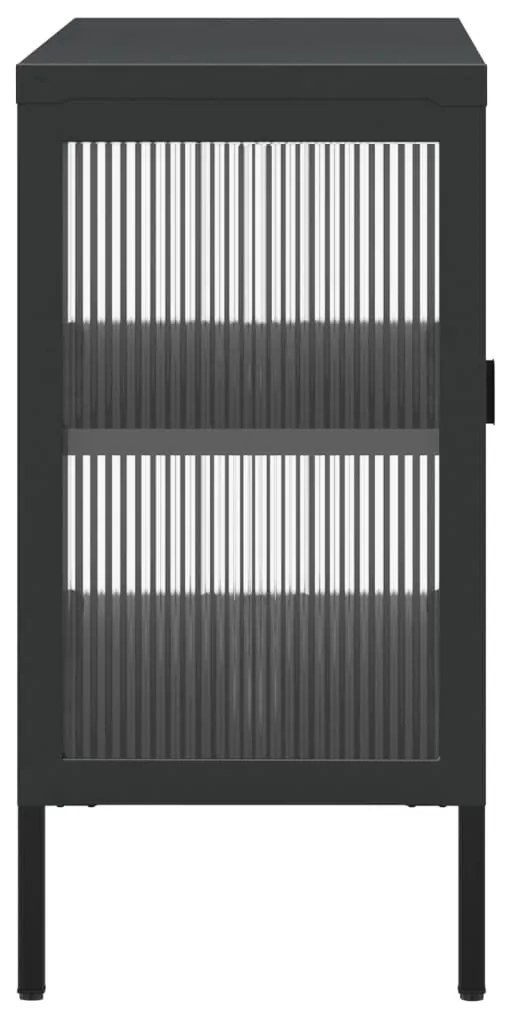 vidaXL Ντουλάπι Μαύρο 105 x 35 x 70 εκ. από Γυαλί και Ατσάλι