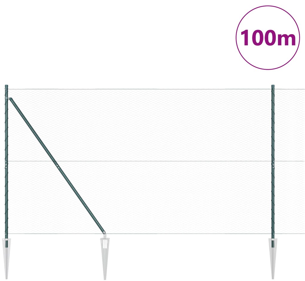 vidaXL Εξάγωνη Περίφραξη Πράσινη 1,5x100 m Χάλυβας