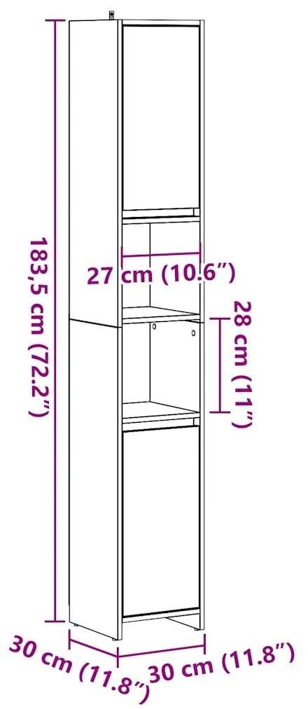 Στήλη Μπάνιου Παλιό Ξύλο 30 x 30 x 183,5 εκ. από Μοριοσανίδα - Καφέ