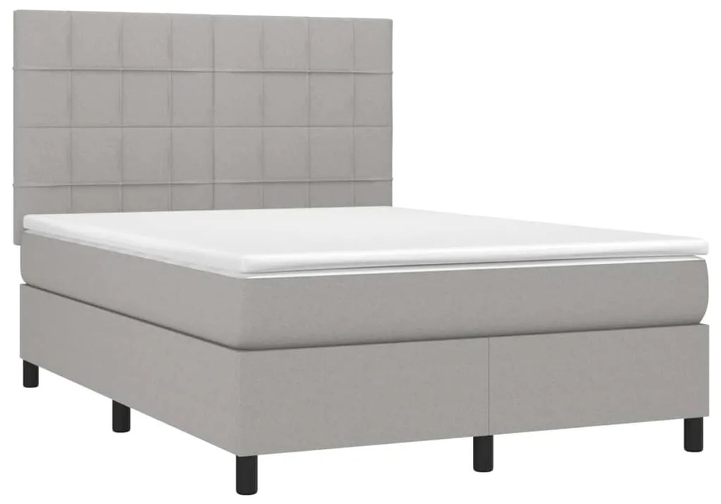 Κρεβάτι Boxspring με Στρώμα Ανοιχτό Γκρι 140x200 εκ. Υφασμάτινο - Γκρι