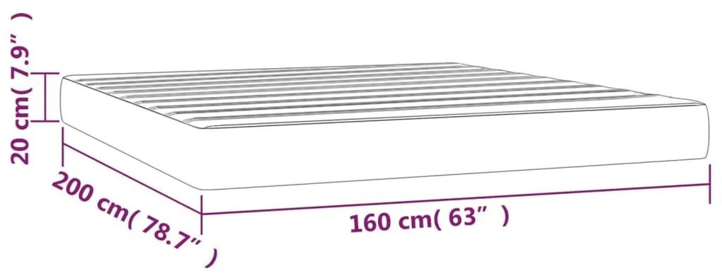 Στρώμα με Pocket Springs Μαύρο 160x200x20 εκ. Βελούδινο - Μαύρο