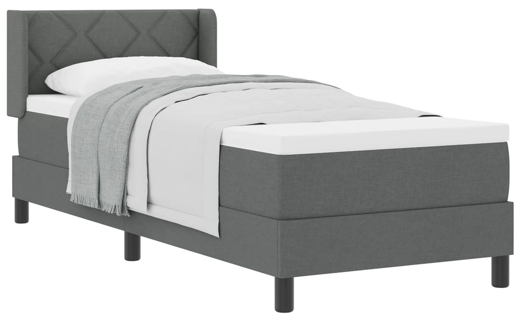 vidaXL Κρεβάτι Box Spring με Στρώμα – Σκούρο Γκρι, 80 x 200 εκ. Ύφασμα