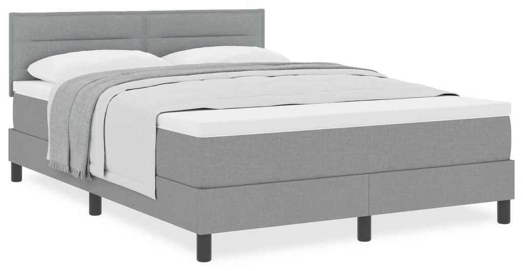 vidaXL Κρεβάτι Box Spring με Στρώμα Ανοιχτό Γκρι 140x190 εκ. Ύφασμα