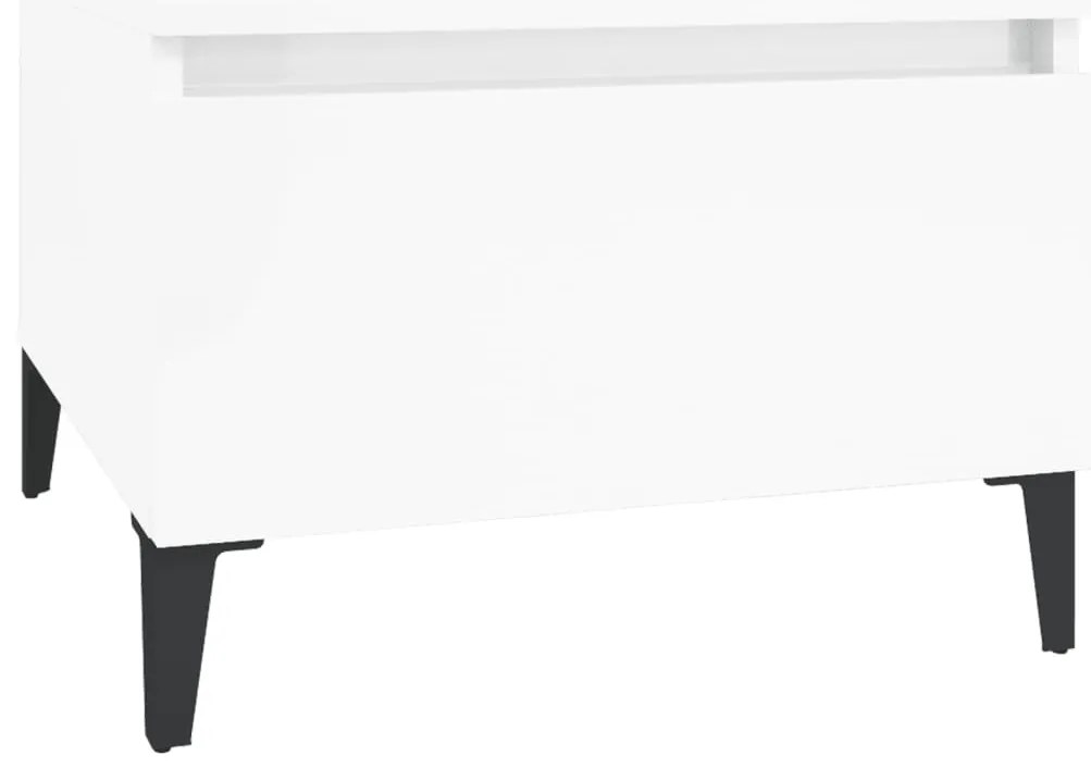vidaXL Βοηθητικά Τραπέζια 2 τεμ. Γυαλ.Λευκό 50x46x35 εκ. Επεξ. Ξύλο