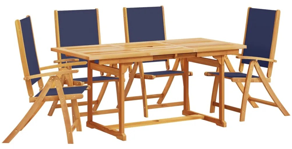 vidaXL Σετ Τραπεζαρίας Κήπου 5 Τεμαχίων Μασίφ Ξύλο Ακακίας / Τεξτιλίνη