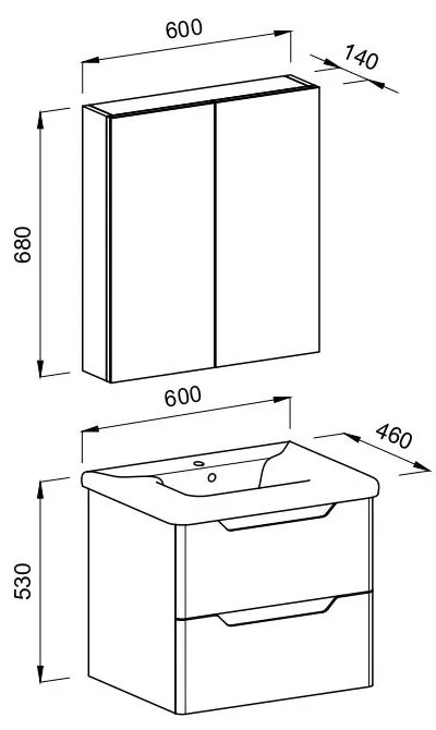 Καθρέπτης μπάνιου PERLA 60 Λευκός 60x14x68 εκ. 60x14x68 εκ.