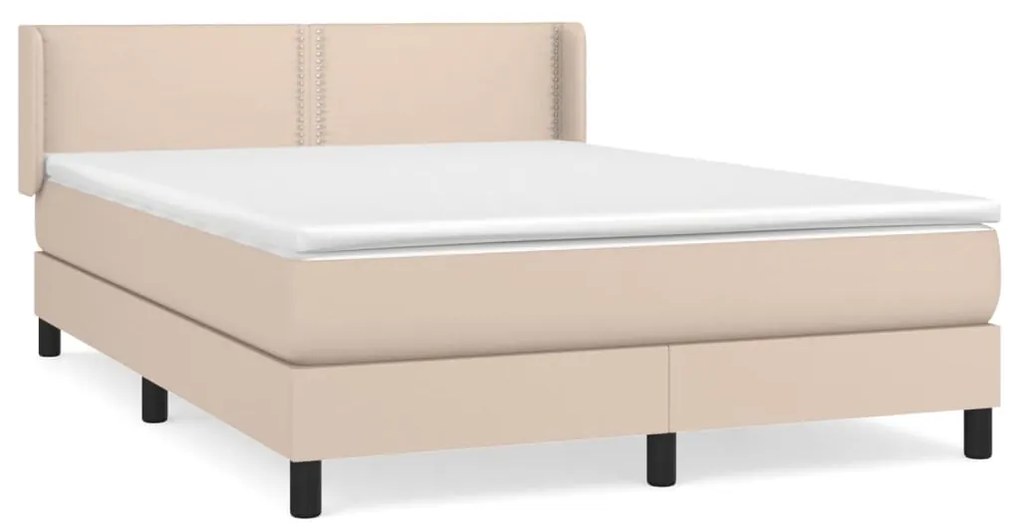 Κρεβάτι Boxspring με Στρώμα Καπουτσίνο 140x190εκ.από Συνθ.Δέρμα - Καφέ