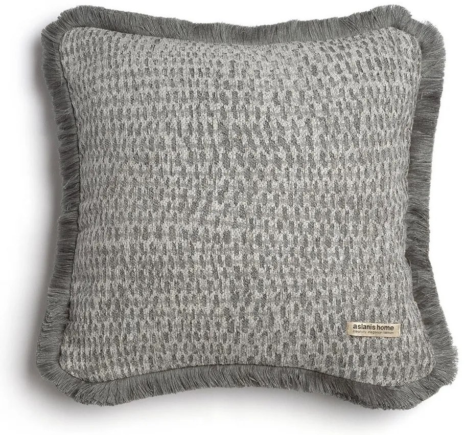 Μαξιλαροθήκη Διακοσμητική Ismaros Trimming Grey-Silver Aslanis Home 45X45 Βαμβάκι-Chenille