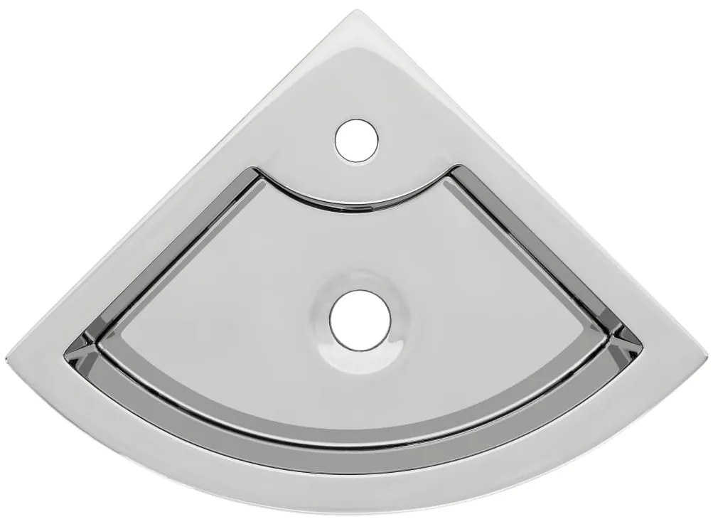 vidaXL Νιπτήρας με Οπή Υπερχείλισης Ασημί 45 x 32 x 12,5 εκ. Κεραμικός
