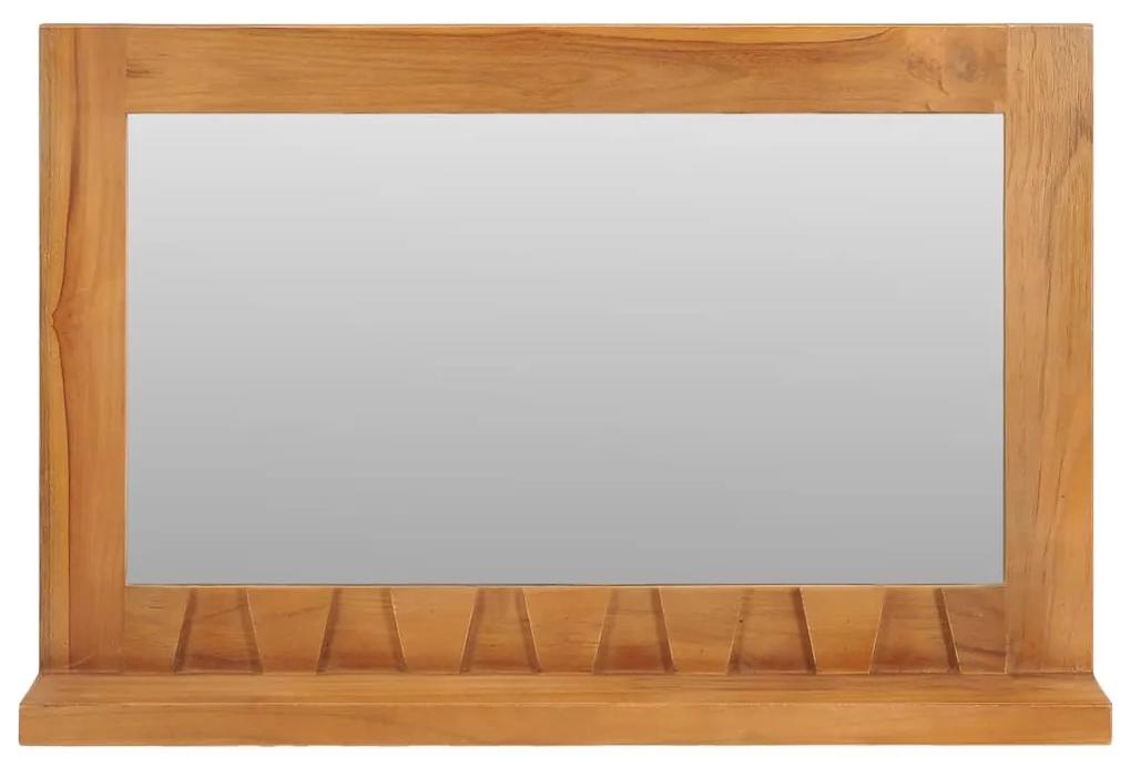 vidaXL Καθρέφτης Τοίχου με Ράφι 60 x 12 x 40 εκ. από Μασίφ Ξύλο Teak