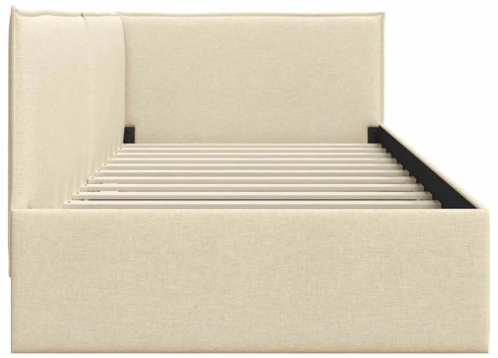 vidaXL Κρεβάτι Γωνίας με κεφαλάρι Κρεμ 90 x 190 cm ύφασμα