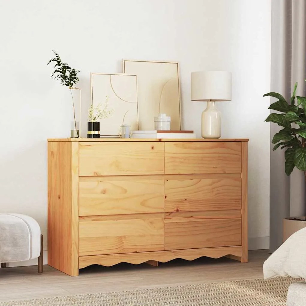 vidaXL Συρταριοθήκη με ράφι Καφέ 111 x 43 x 73.5 εκ. Μασίφ ξύλο πεύκου