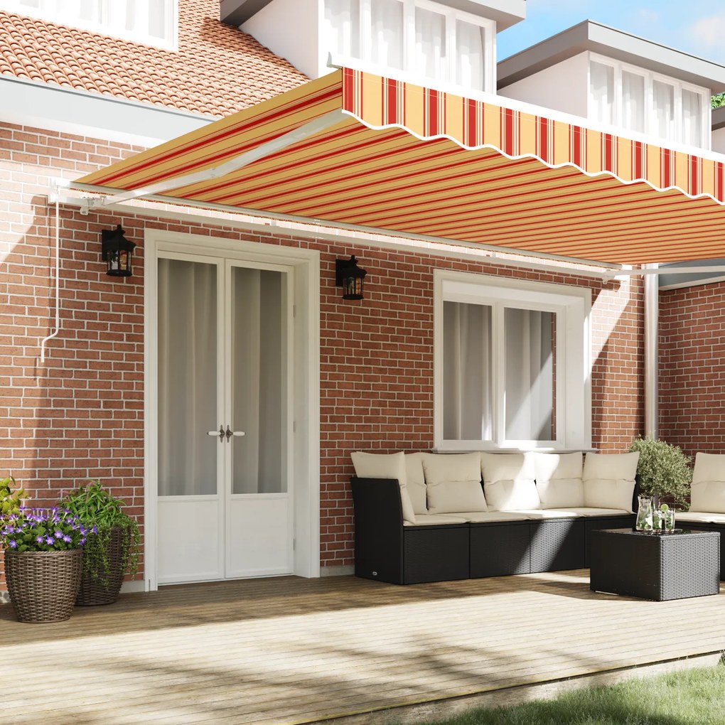 vidaXL Manual Retractable Awning της σε Πορτοκαλί και Κίτρινο 500x350 εκ.