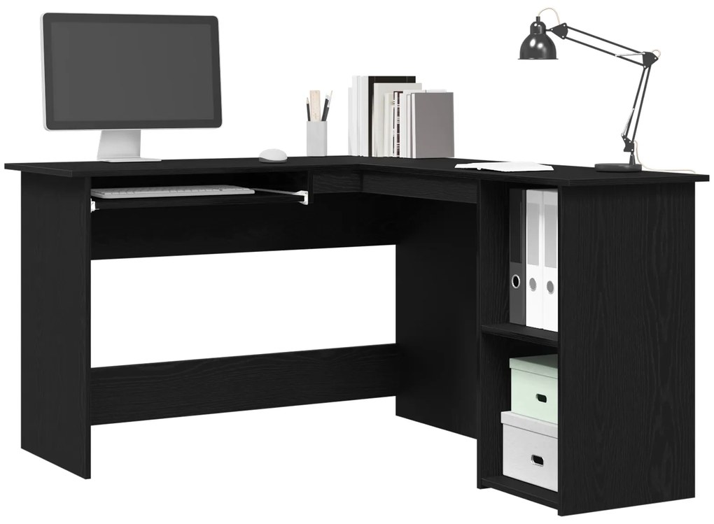 vidaXL Γραφείο Μαύρο Δρυς 120x140x75 εκ. Από Επεξεργασμένο Ξύλο