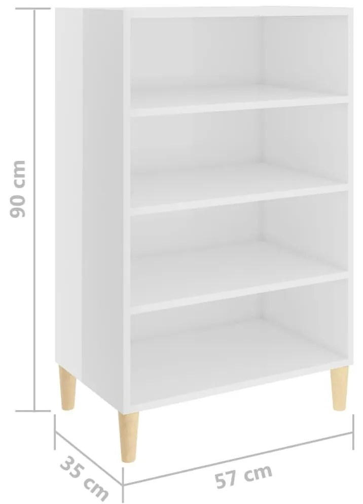Ραφιέρα Γυαλιστερή Λευκή 57 x 35 x 90 εκ. από Επεξ. Ξύλο - Λευκό