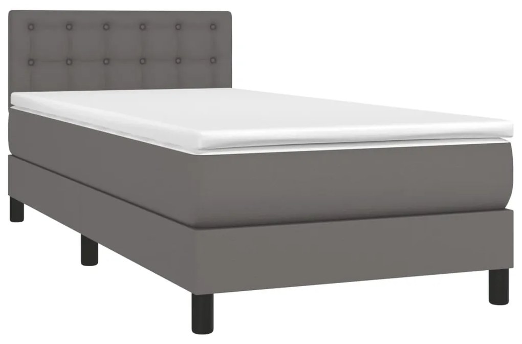 ΚΡΕΒΑΤΙ BOXSPRING ΜΕ ΣΤΡΩΜΑ &amp; LED ΓΚΡΙ 80X200 ΕΚ. ΣΥΝΘ. ΔΕΡΜΑ 3134193