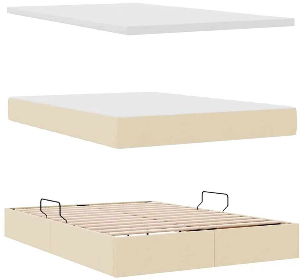 vidaXL Κρεβάτι Αποθήκης με στρώμα Κρέμ 140 x 200 cm Τεχνητό Δέρμα