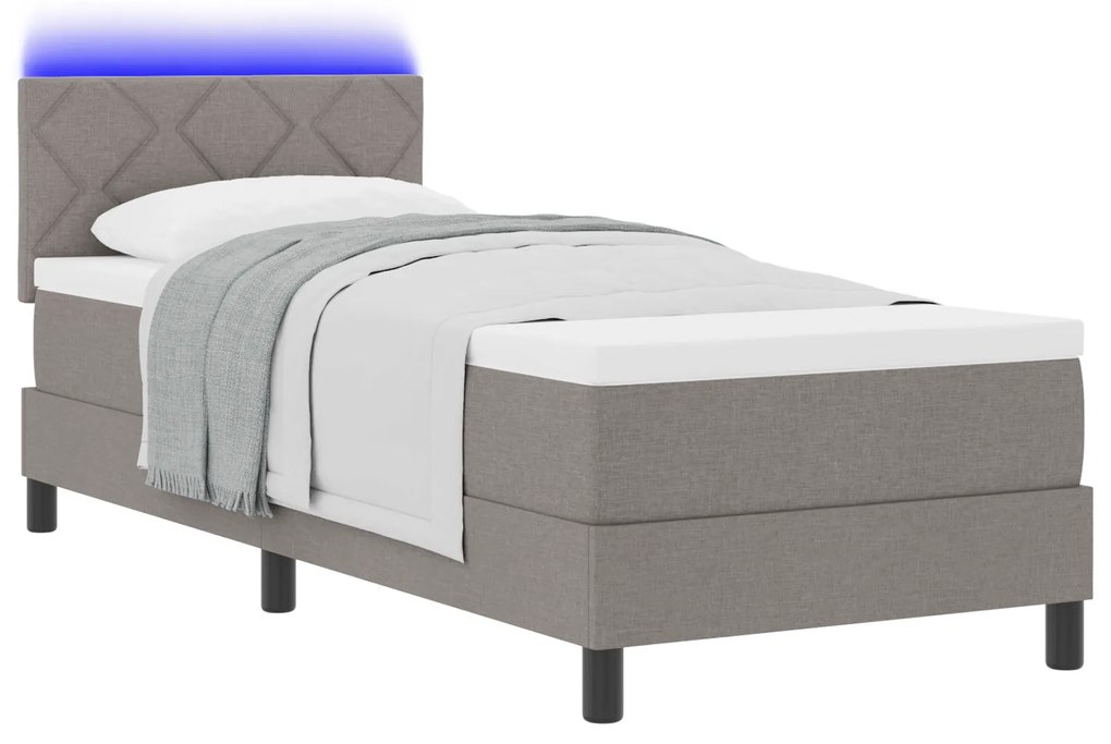 vidaXL Κρεβάτι με Στρώμα & LED Καφέ 80x200 εκ Υφασμάτινο