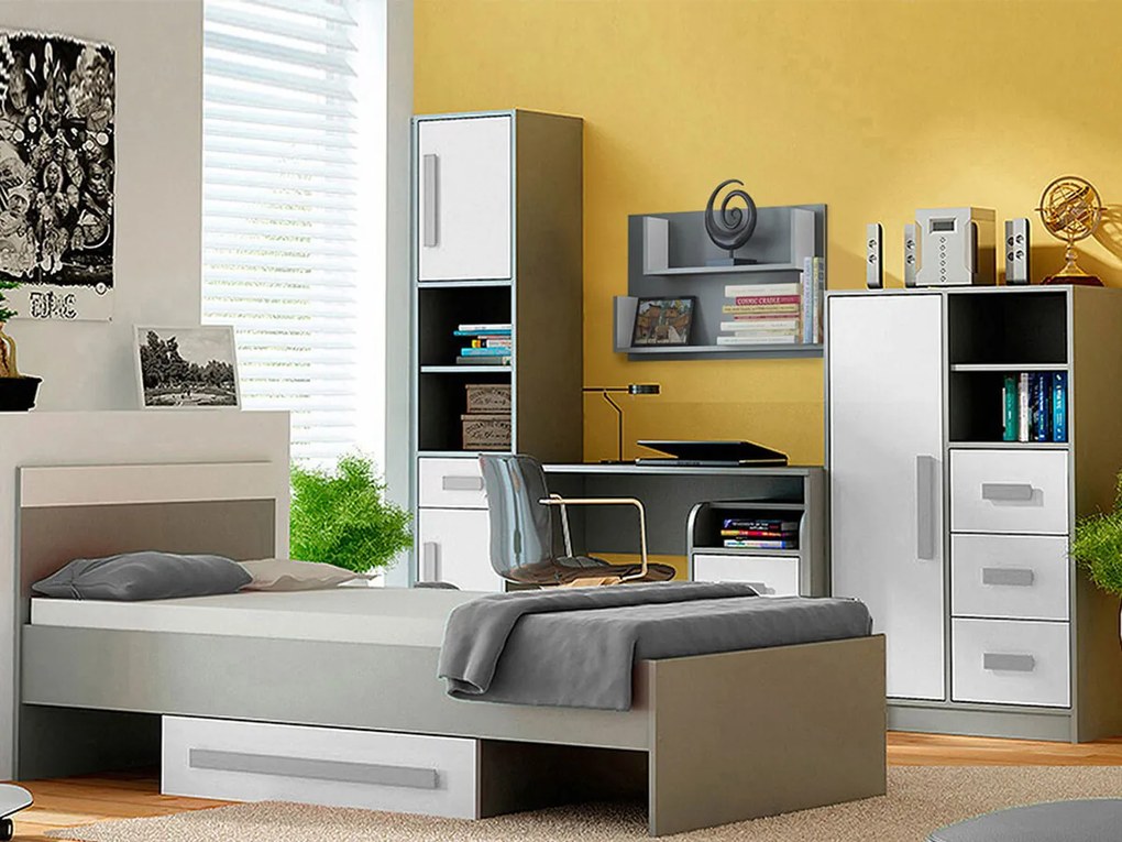Βιβλιοθήκη Akron H104, Κλειστό, Με συρτάρια, Με πόρτες, Πλαστικοποιημένη μοριοσανίδα, Ο αριθμός των θυρών: 2, Αριθμός συρταριών: 1, 191x40x40cm