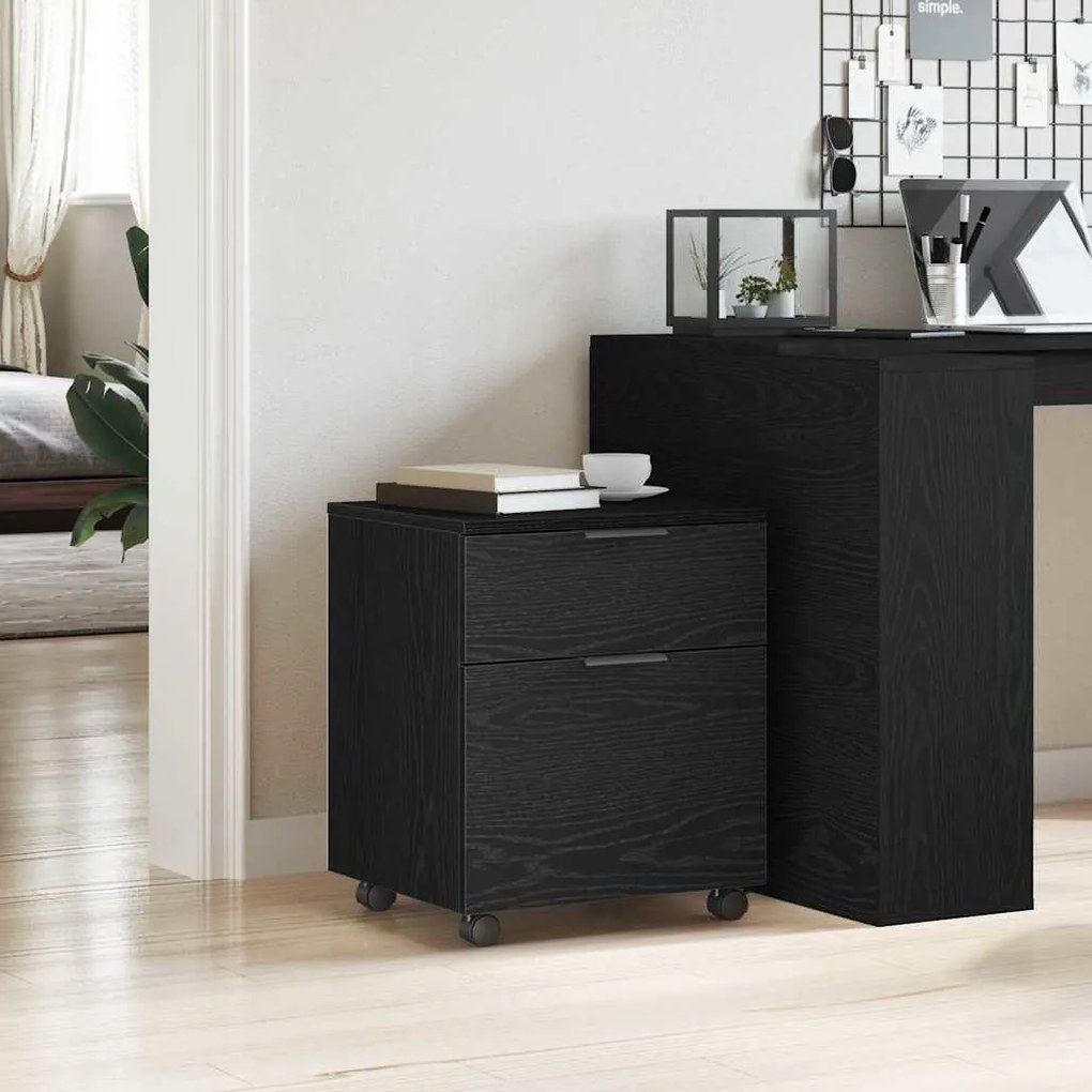 vidaXL Ντουλάπα Αρχείων Μαύρη δρυς 45 x 38 x 54 εκ Επεξεργασμένο ξύλο