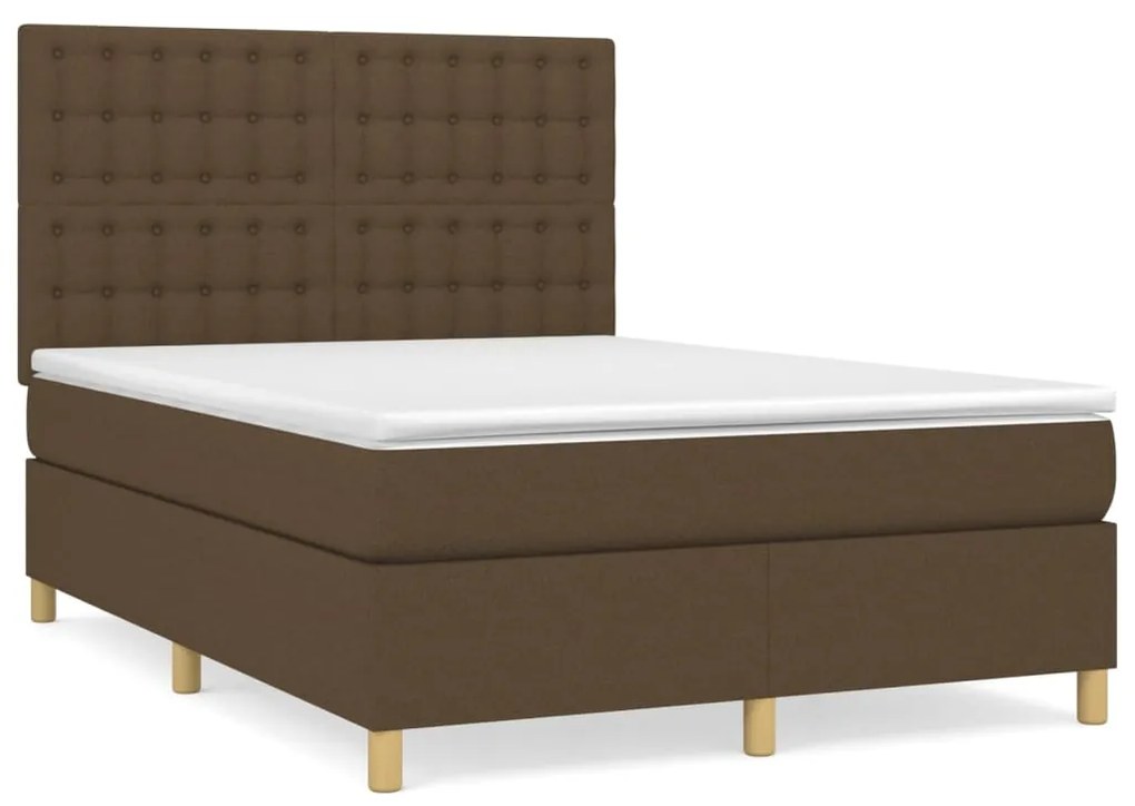 ΚΡΕΒΑΤΙ BOXSPRING ΜΕ ΣΤΡΩΜΑ ΣΚΟΥΡΟ ΚΑΦΕ 140X200 ΕΚ ΥΦΑΣΜΑΤΙΝΟ 3142660