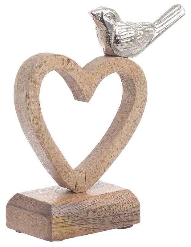 Διακοσμητική Επιτραπέζια Καρδιά 3-70-357-0111 13Χ5Χ15 Silver-Natural Inart Μέταλλο,Ξύλο