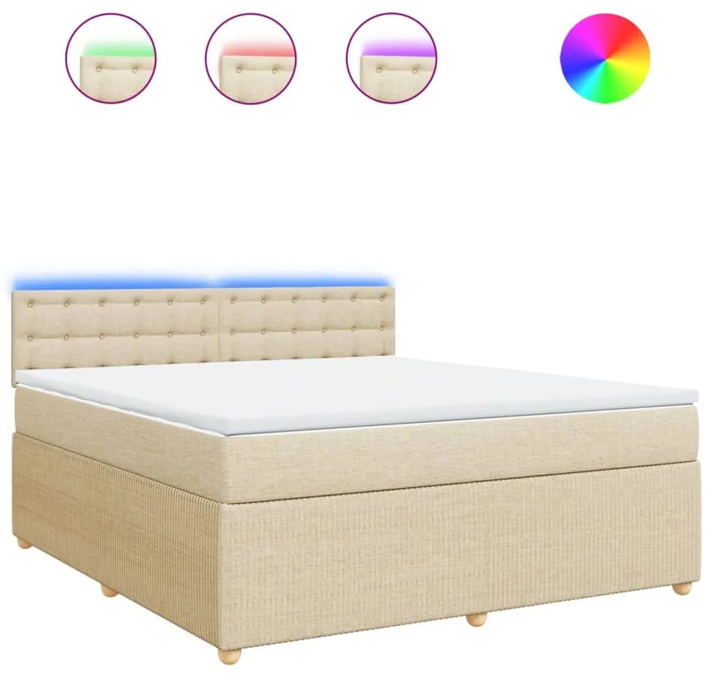 ΚΡΕΒΑΤΙ BOXSPRING ΜΕ ΣΤΡΩΜΑ ΚΡΕΜ 180X200 ΕΚ. ΥΦΑΣΜΑΤΙΝΟ 3289854