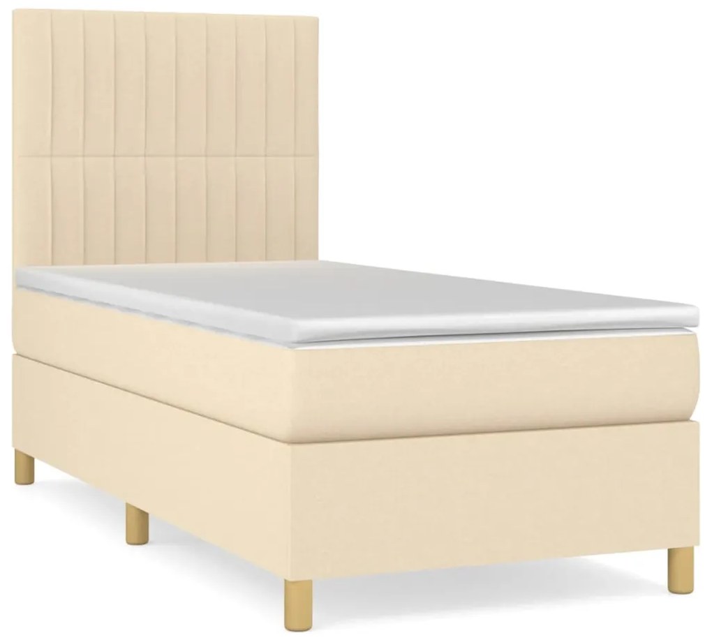 Κρεβάτι Boxspring με Στρώμα Κρεμ 80 x 200 εκ. Υφασμάτινο - Κρεμ