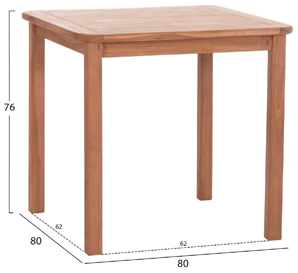 ΤΡΑΠΕΖΙ ΤΕΤΡΑΓΩΝΟ PRESSCOT HM18122 ΞΥΛΟ TEAK--ΦΥΣΙΚΟ 80x80x76Υεκ.