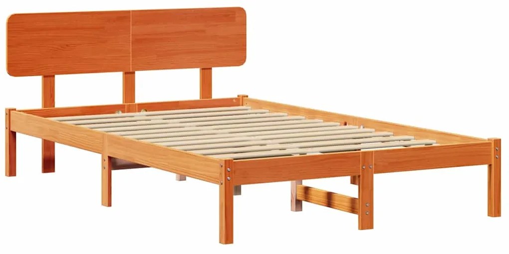 vidaXL Σκελετός Κρεβατιού Κερωτό καφέ 140 x 190 cm Μασίφ ξύλο πεύκου