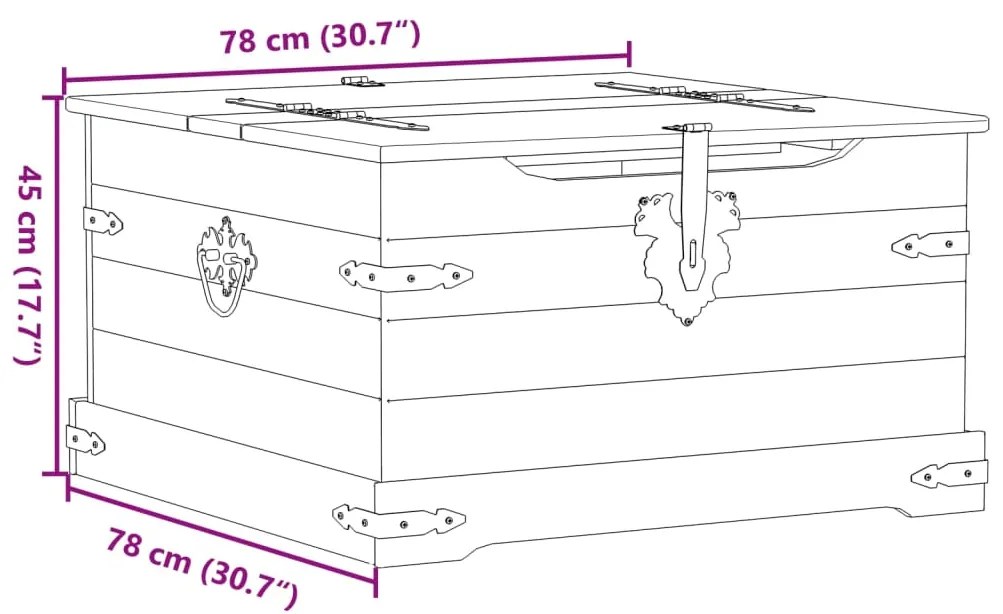 Κουτί Αποθήκευσης Corona 78 x 78 x 45 εκ. από Μασίφ Ξύλο Πεύκου - Καφέ