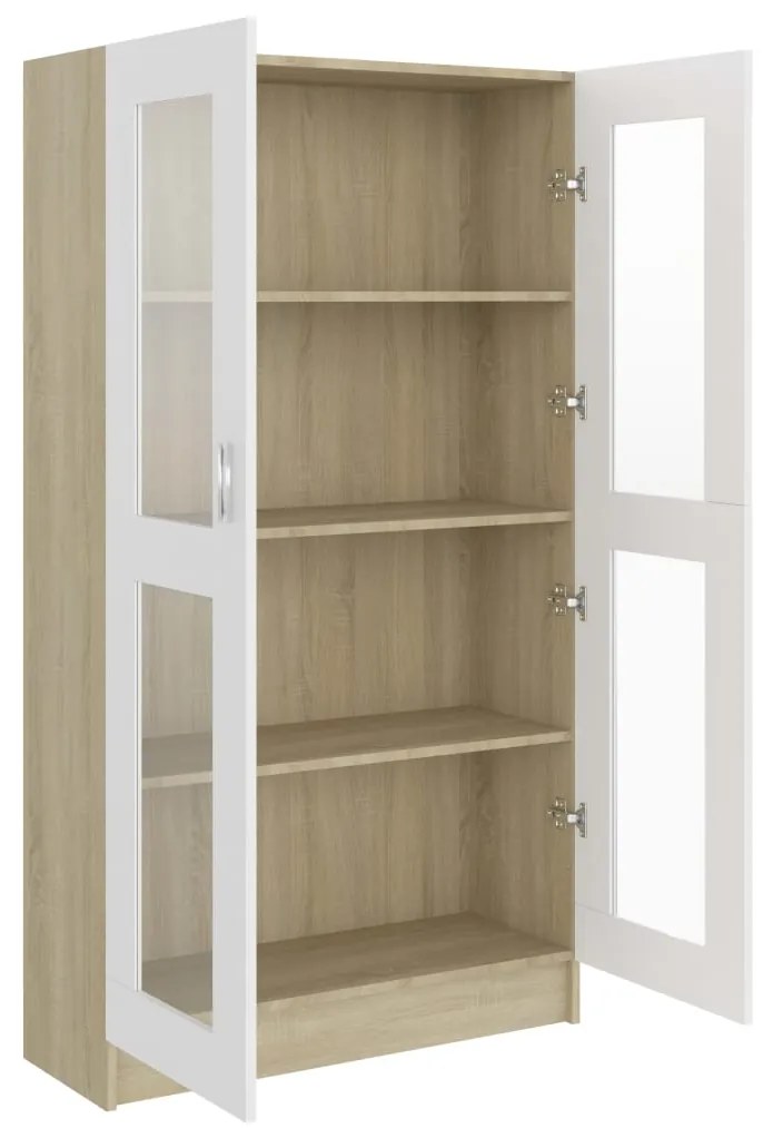 vidaXL Βιτρίνα Λευκό/Sonoma Δρυς 82,5 x 30,5 x 150 εκ. Μοριοσανίδα