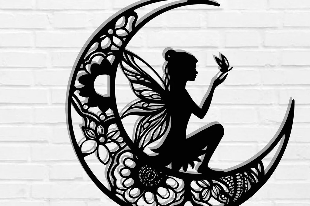 Intra απο ξύλο plywood 3mm-4mm πάχος - Fairy on the Moon Laser Cut  Δίασταση 40x50 cm INTRAFABR-119549820