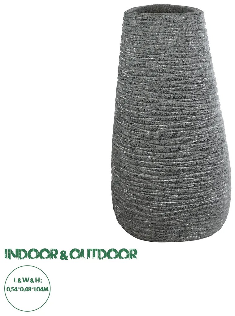 20760 GloboStar®  Artificial Garden RONDA 20760 Επιδαπέδιο Πολυεστερικό Τσιμεντένιο Κασπώ Γλάστρα - Flower Pot Γκρι Μ54 x Π48 x Υ104cm