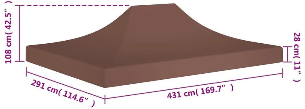 vidaXL Κάλυμμα Τέντας Εκδηλώσεων Καφέ 4,5 x 3 μ. 270 γρ/μ²